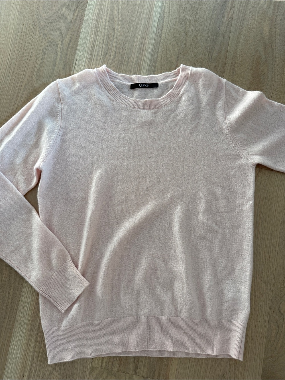Quince 100% Cashmere Crewneck Sweater Light Baby Pink Size L